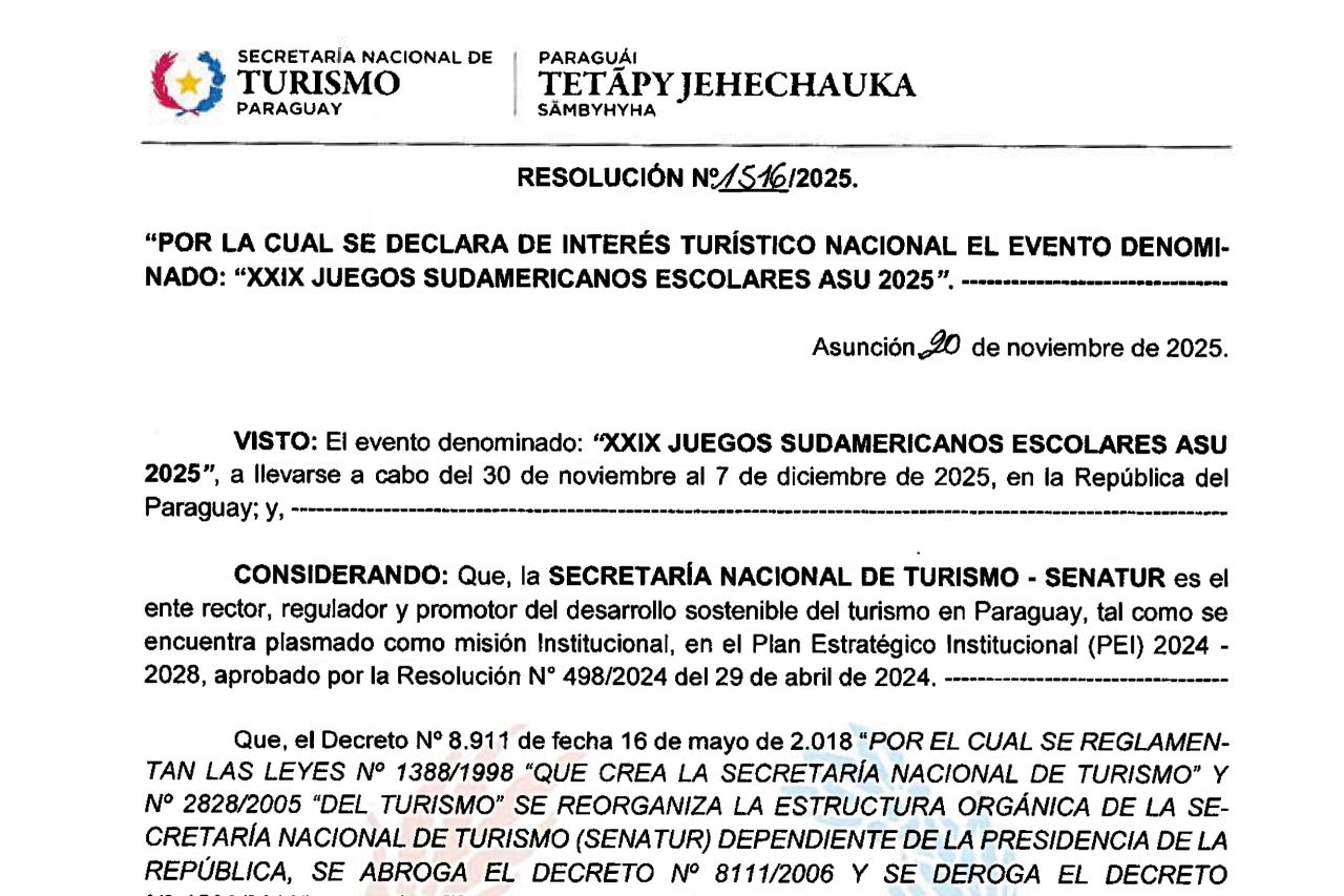 Escolares ASU declarados de Interés Turístico Nacional